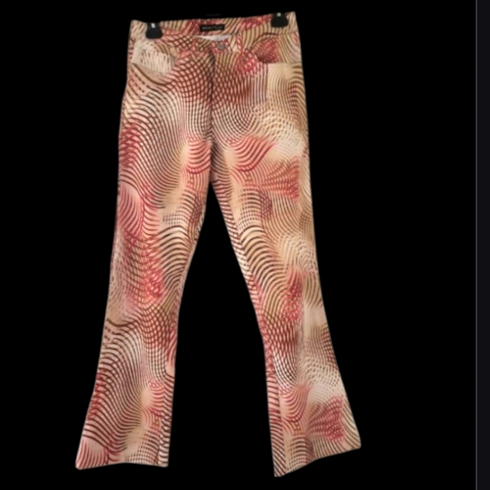 Vintage Y2K Pants 28 Euro Italy Abstract Swirl Low Rise Bootcut Kick Flare Print